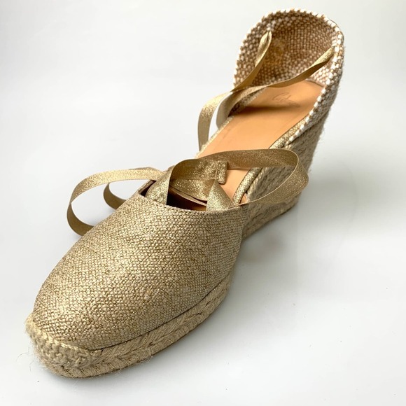 NIB CASTANER Carina Linen Wedge Espadrille Sandals Size 41 - Picture 11 of 12